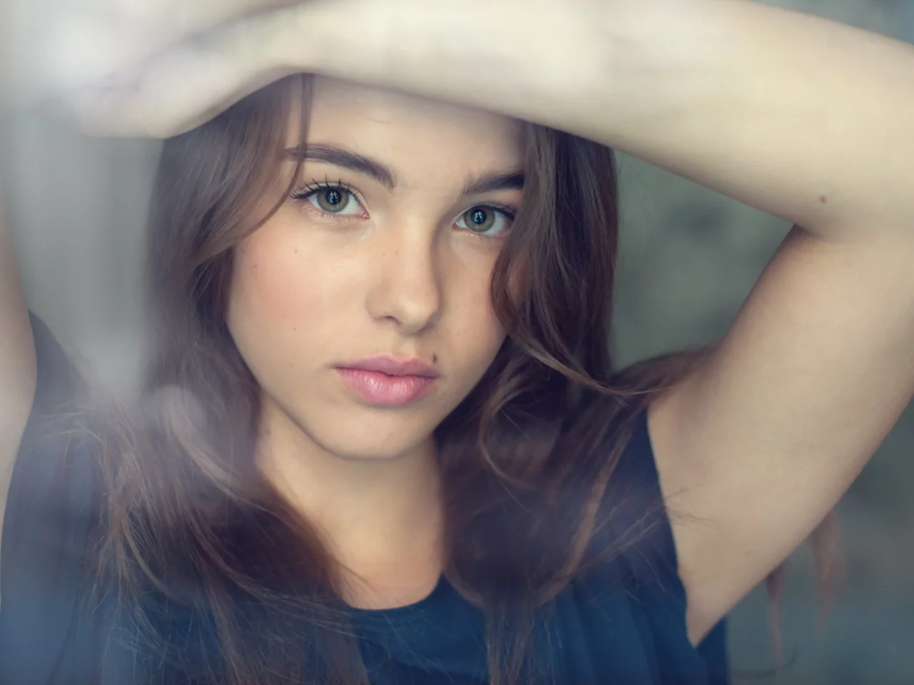 Девушка, взгляд, губки, портрет, лицо