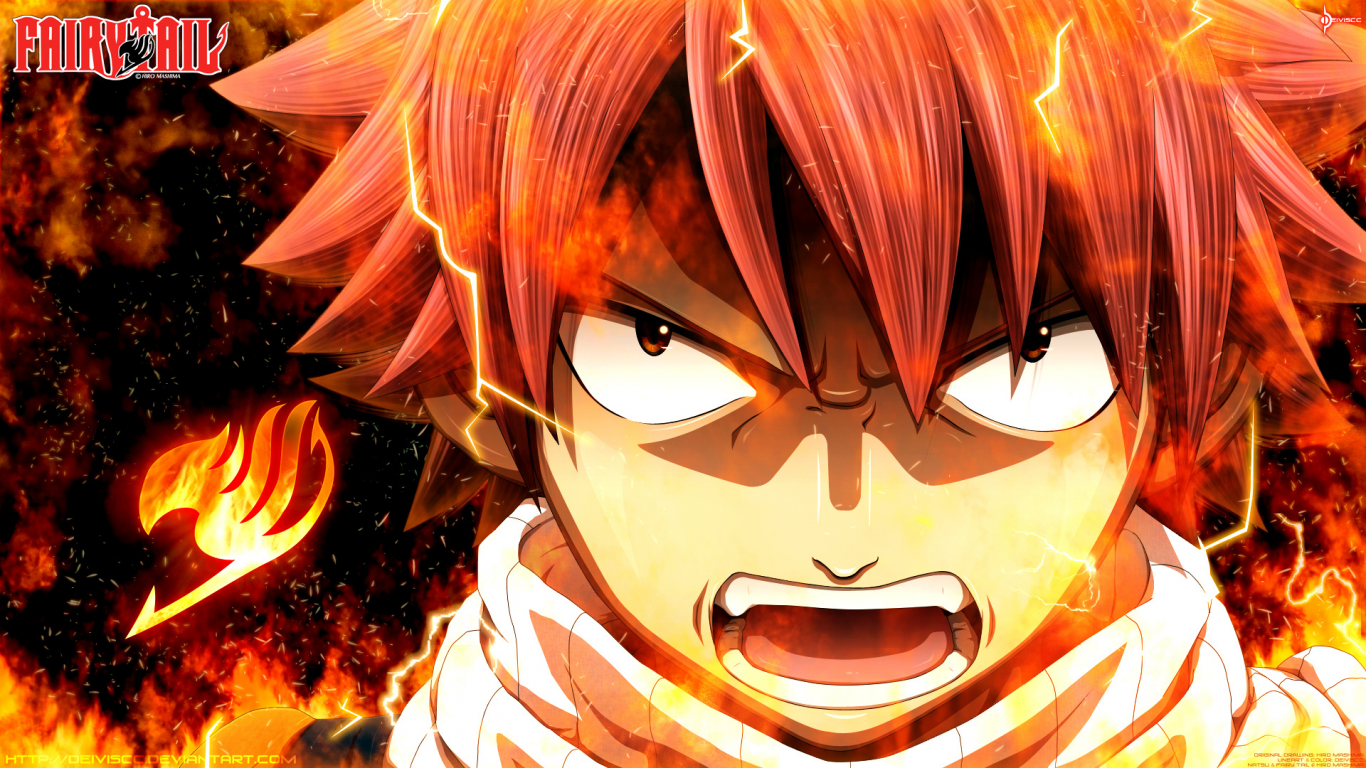 Картинка на рабочий стол deiviscc, аниме, арт, natsu dragneel, сказка о  хвосте феи, fairy tail 1366 x 768