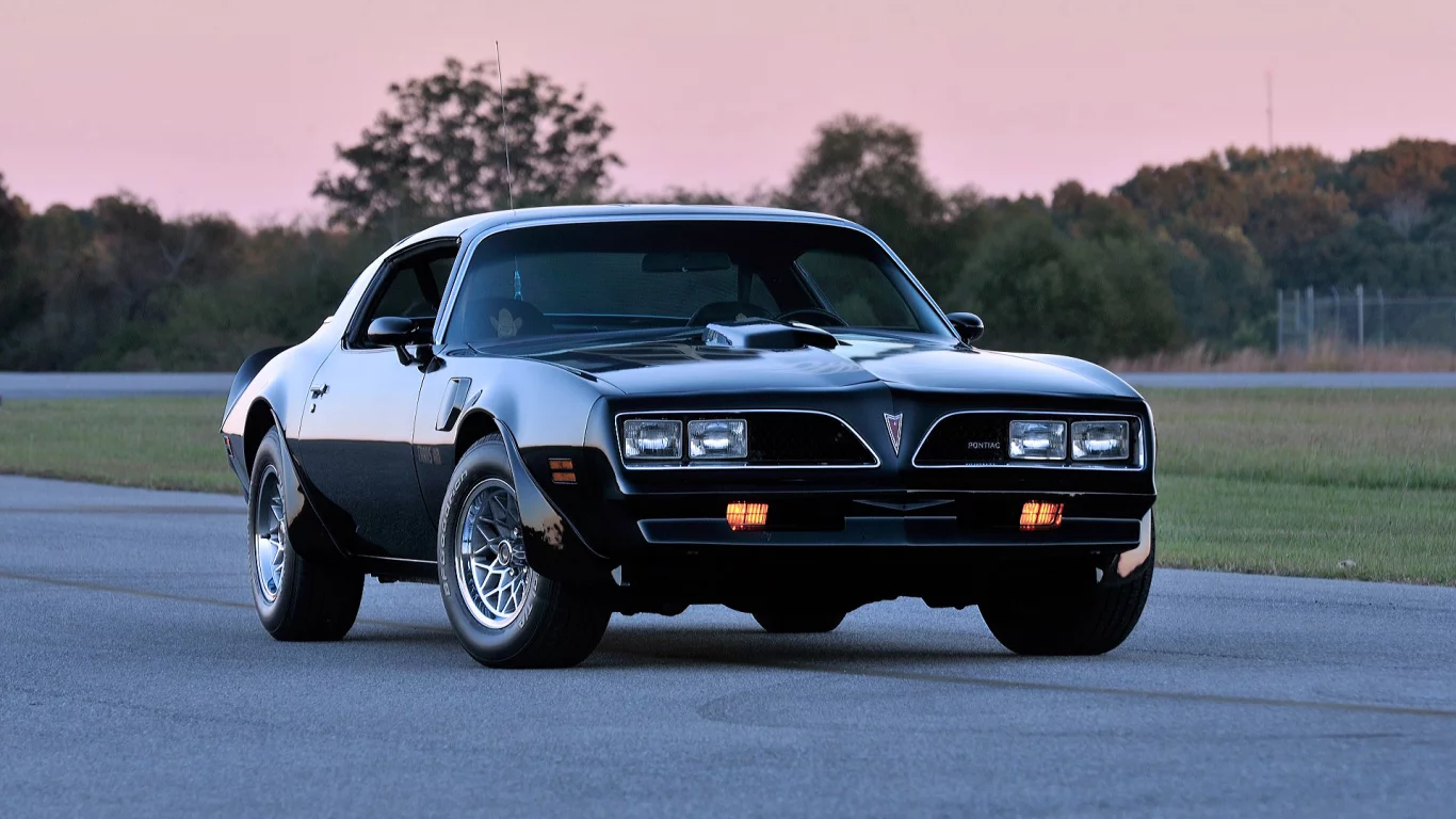 Вечер, закат, дорога, авто, Pontiac Firebird.
