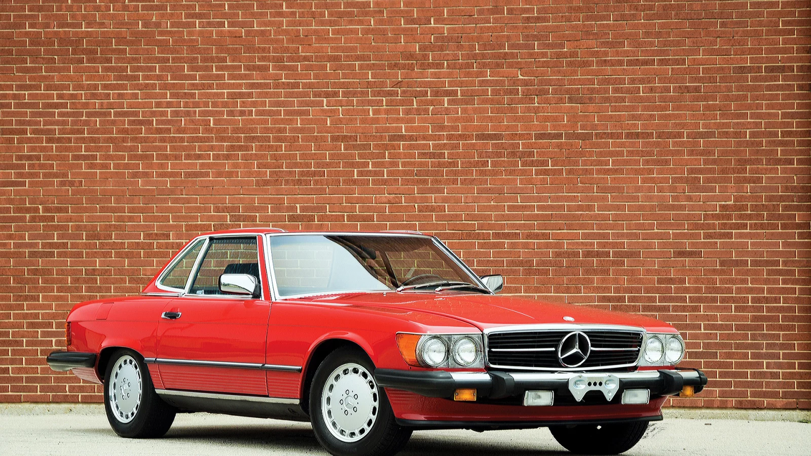 Стена, кирпич, авто, Mersedes Benz, красный.