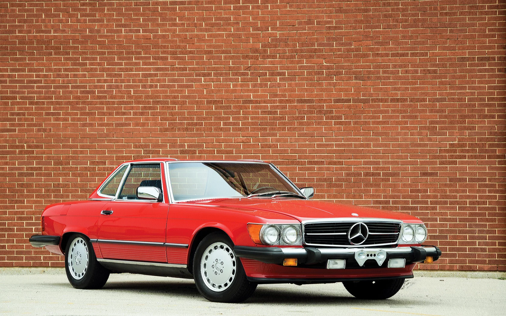 Стена, кирпич, авто, Mersedes Benz, красный.