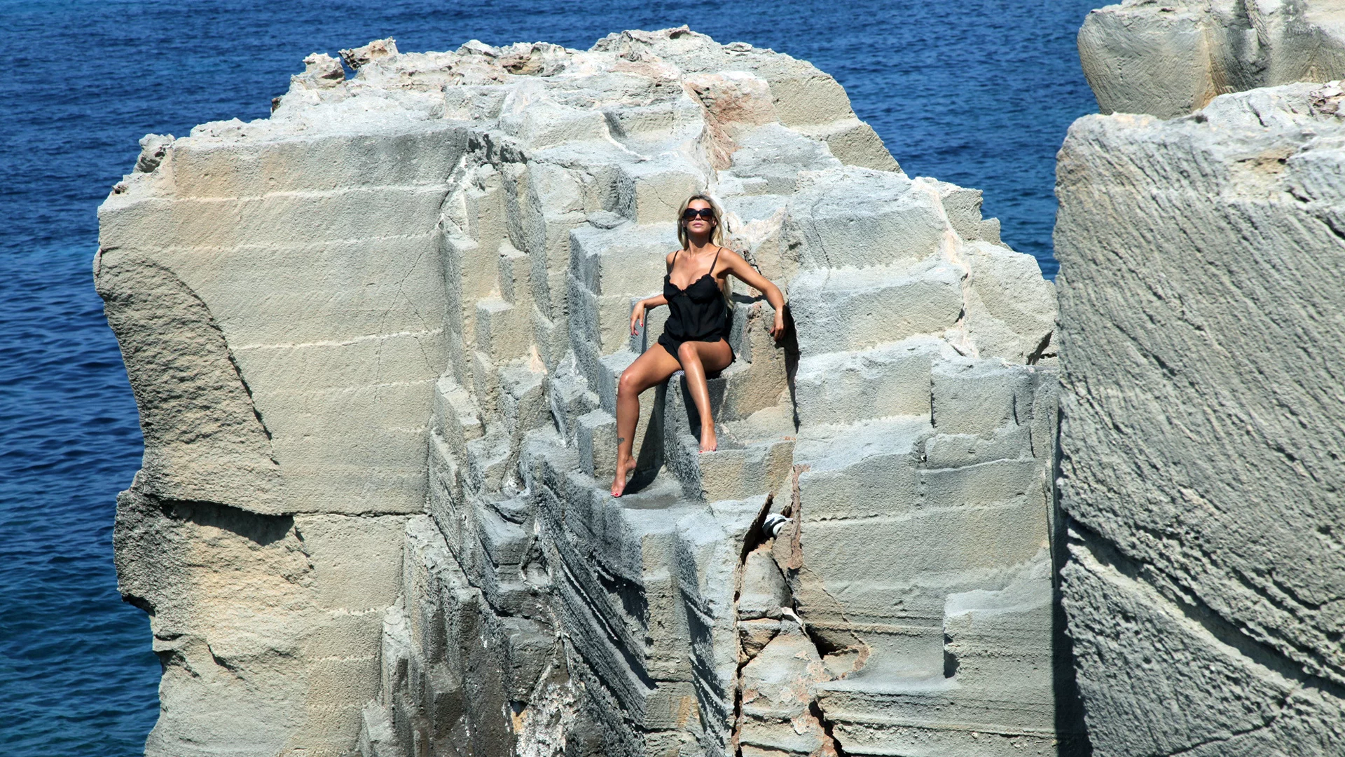 море, девушка, платье
