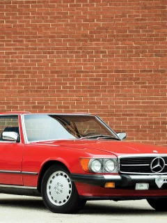 Стена, кирпич, авто, Mersedes Benz, красный.