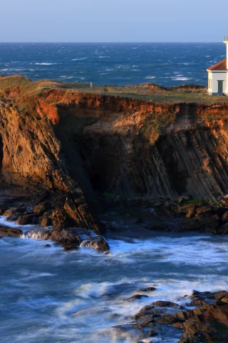 маяк, cape arago lighthouse, побережье, тихий океан, скалы