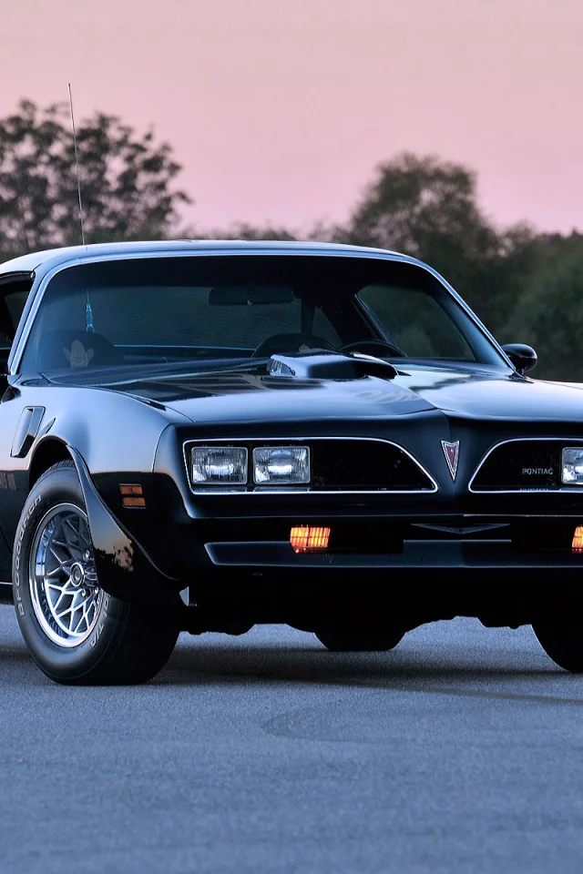 Вечер, закат, дорога, авто, Pontiac Firebird.