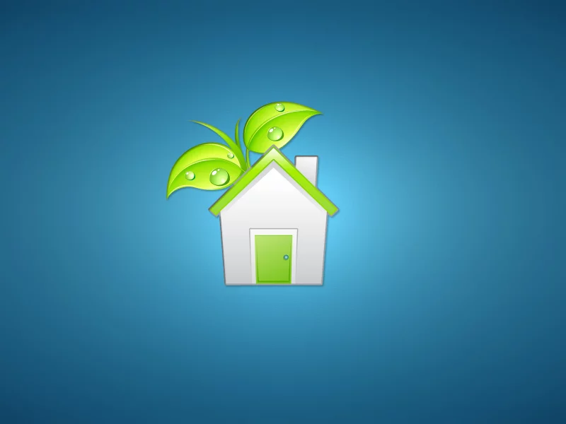 зеленый, растение, листья, дверь, house, дом, белый