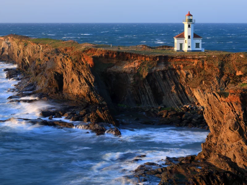 маяк, cape arago lighthouse, побережье, тихий океан, скалы