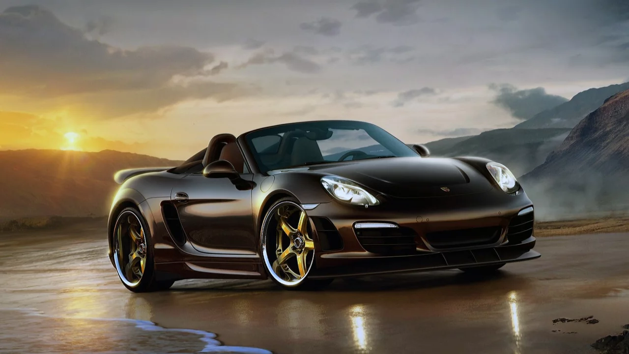 Горы, море, берег, утро, авто, Porche Carrera.