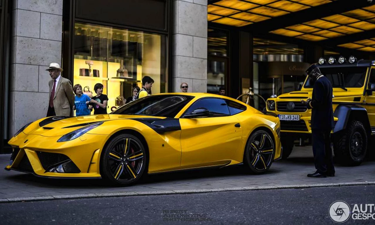 спорткар, тюнинг, жёлтый, Ferrari F12