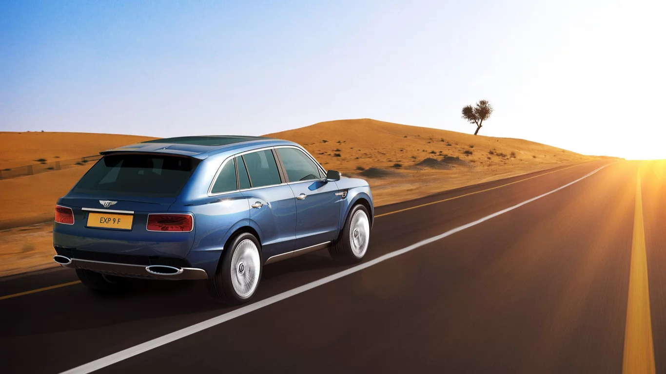 Пустыня, шоссе, авто, Bentley-EXP-9F
