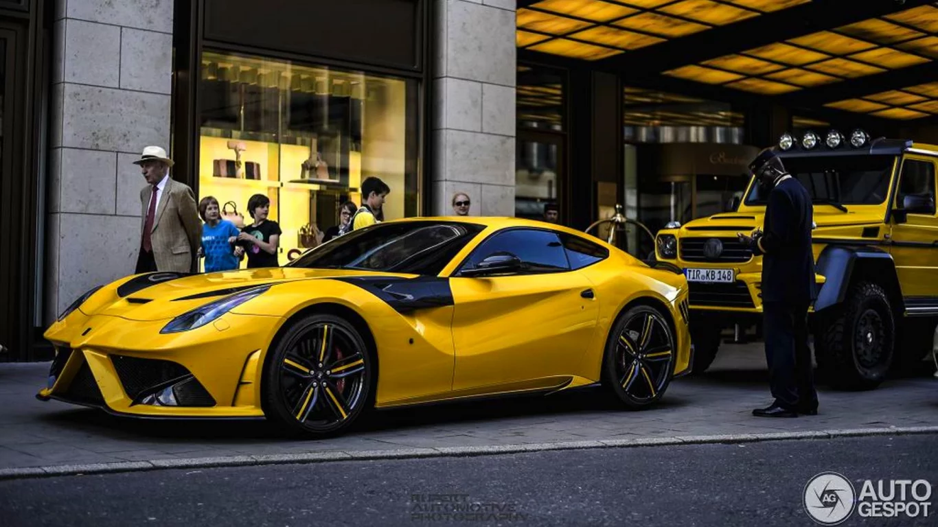 спорткар, тюнинг, жёлтый, Ferrari F12