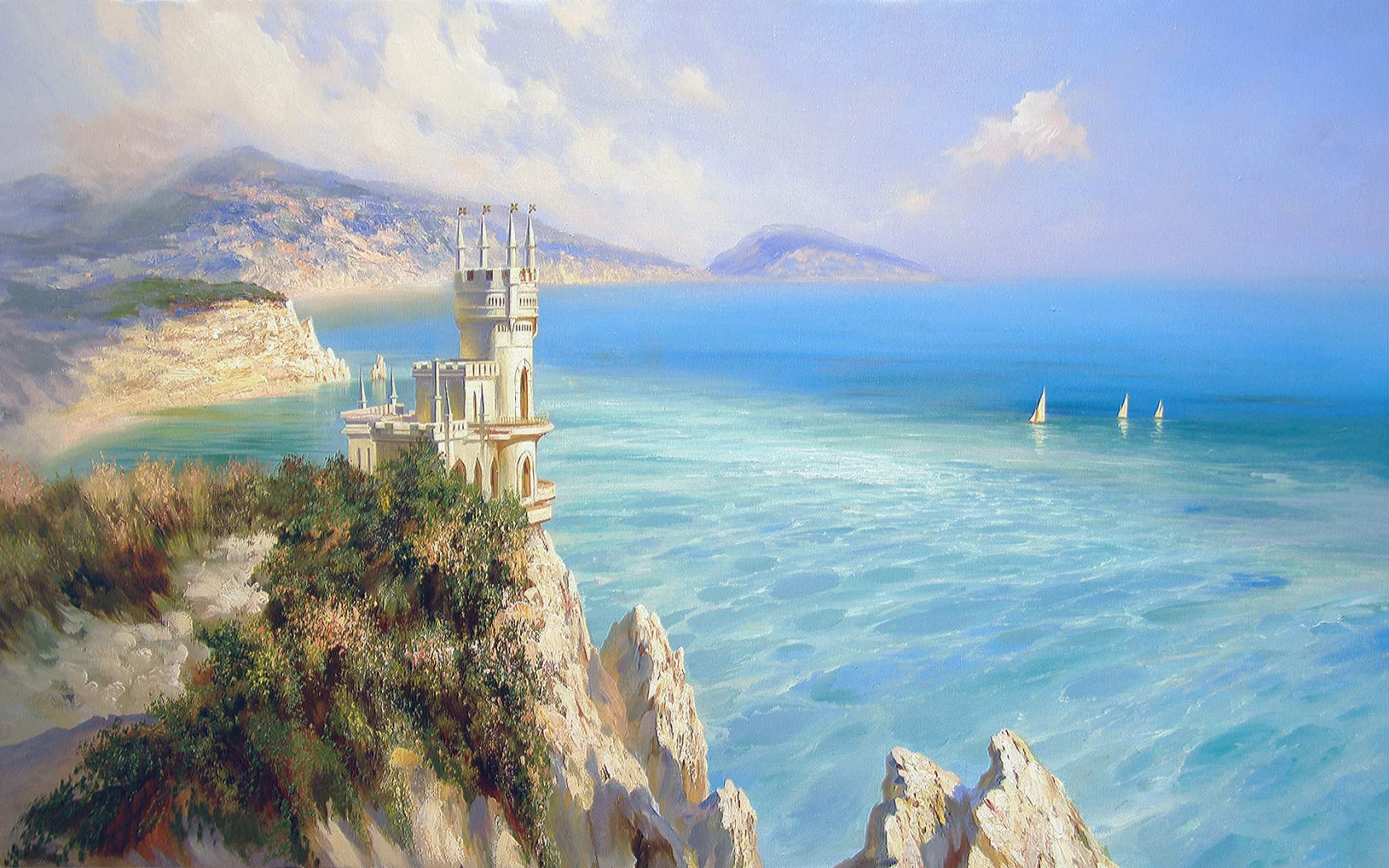 Картина, Ласточкино гнездо, А.Милюков, живопись.