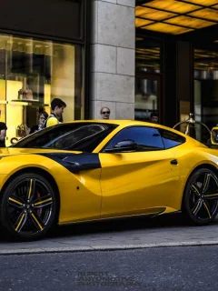 спорткар, тюнинг, жёлтый, Ferrari F12
