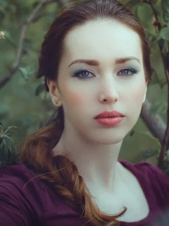 портрет, девушка, губы, глаза