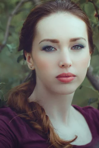 портрет, девушка, губы, глаза