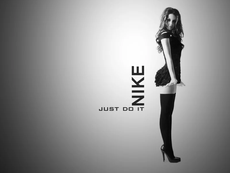 девушка, nike, брэнд, ч.б., фигура