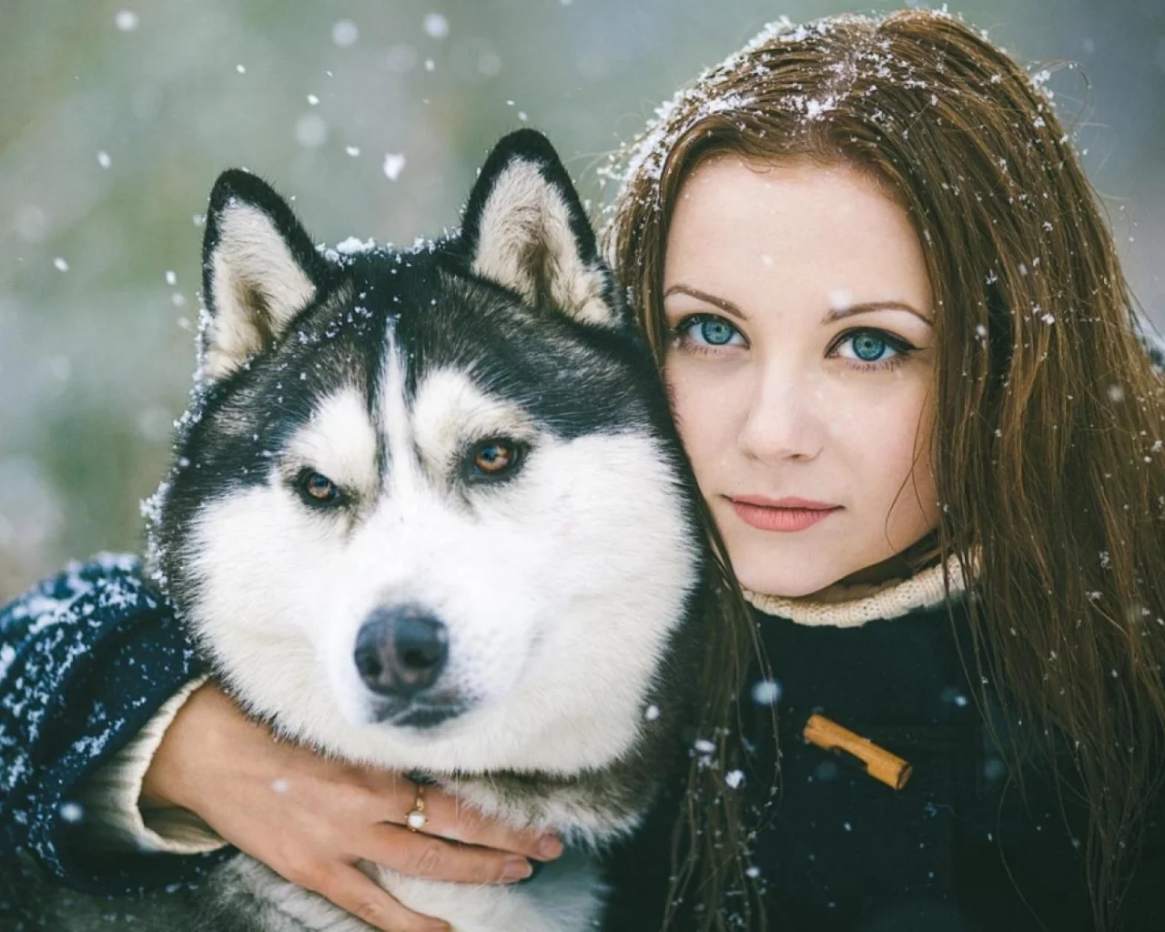 девушка, собака
