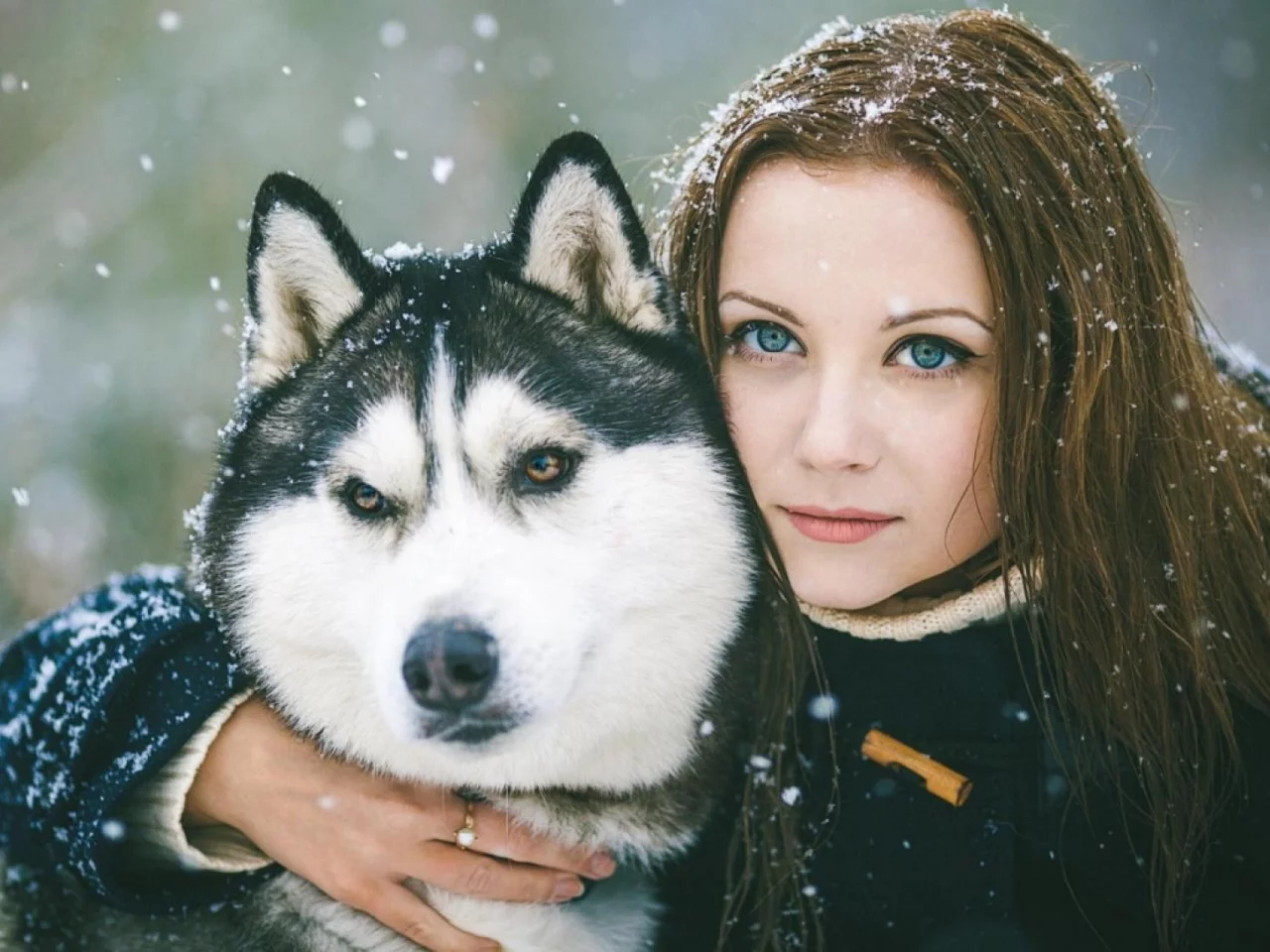 девушка, собака
