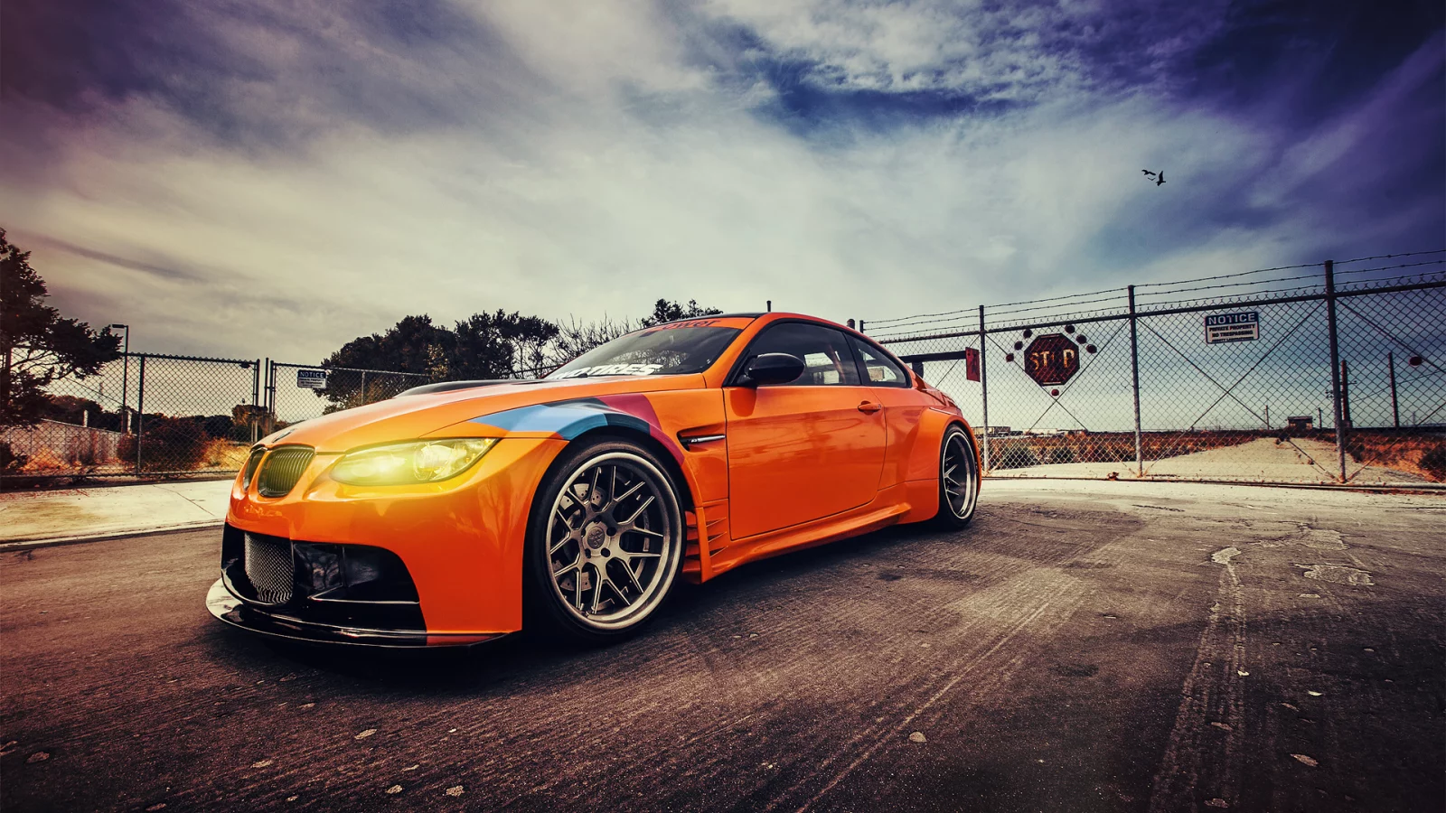 оранж, gt2, e92, m3, небо, bmw