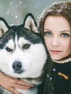 девушка, собака
