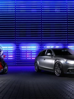 avant, silvery, panigale, ducati, audi, red, a4, спортивный мотоцикл, front