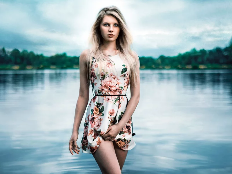 девушка, цветное, платье