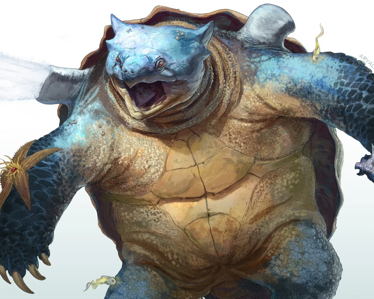 черепаха, панцирь, морской, blastoise, покемон
