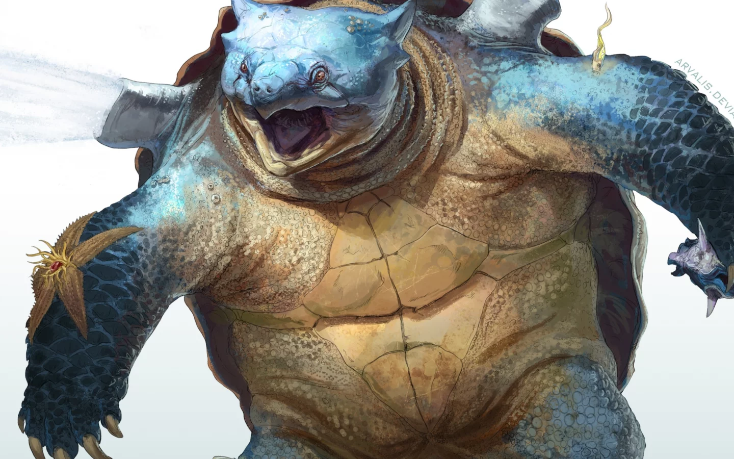 черепаха, панцирь, морской, blastoise, покемон