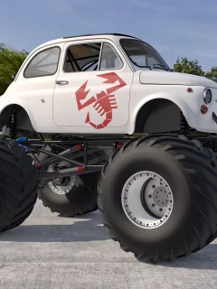 Дорога, авто, Fiat abarth-large-wheels, BIG -FOOT, большие колёса.