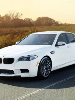 ind, tuning, белый, бмв, bmw, тюнинг, седан, m5, передок, дорога