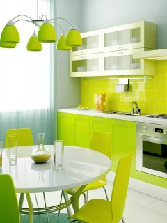 Yelow, Green, Blue, Kitchen, Style, Laym