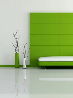 Green, Sofa, White, Floor, Style