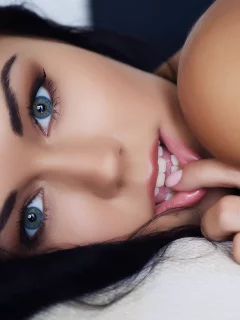 девушка, губы, macy b, глаза, волосы, брови, плечи, брюнетка