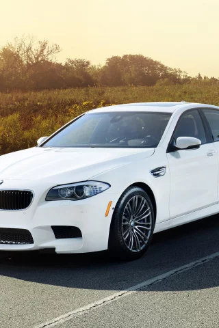 ind, tuning, белый, бмв, bmw, тюнинг, седан, m5, передок, дорога