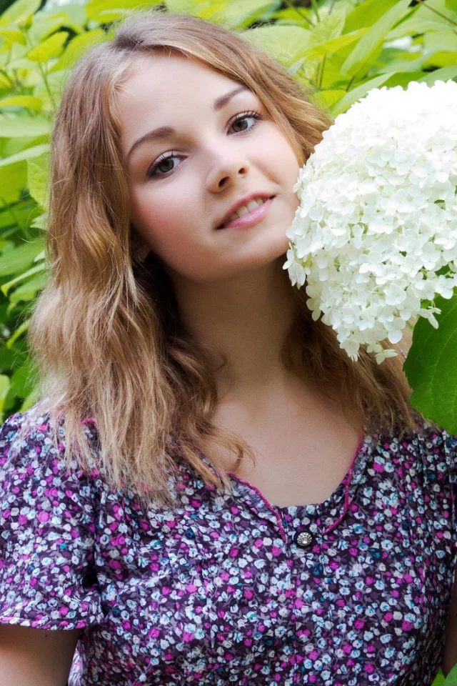 девушка, платье, цветы