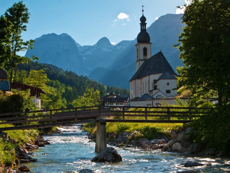Bridge, Church, Nature, Sky