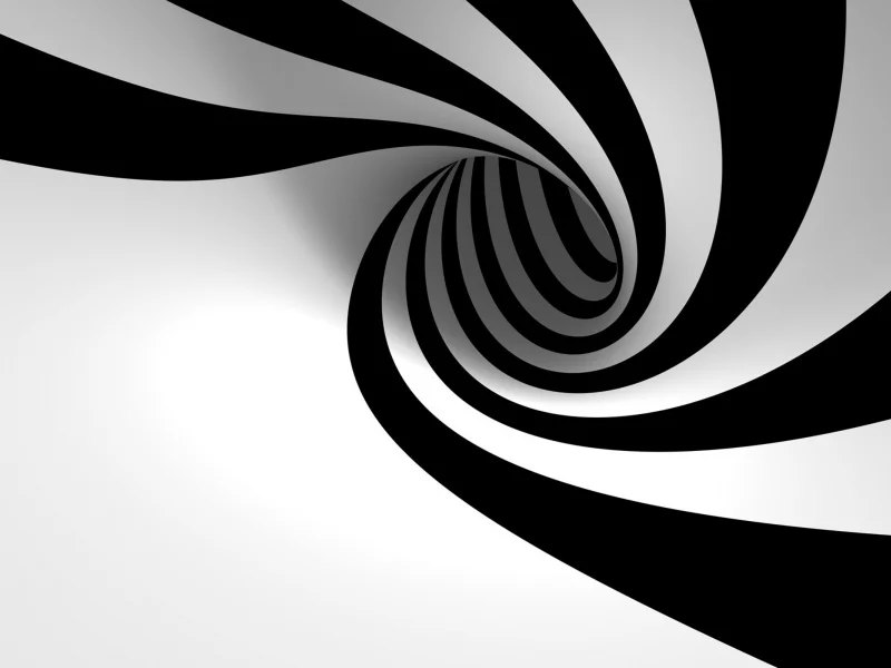 3D, Black, White, Spiral