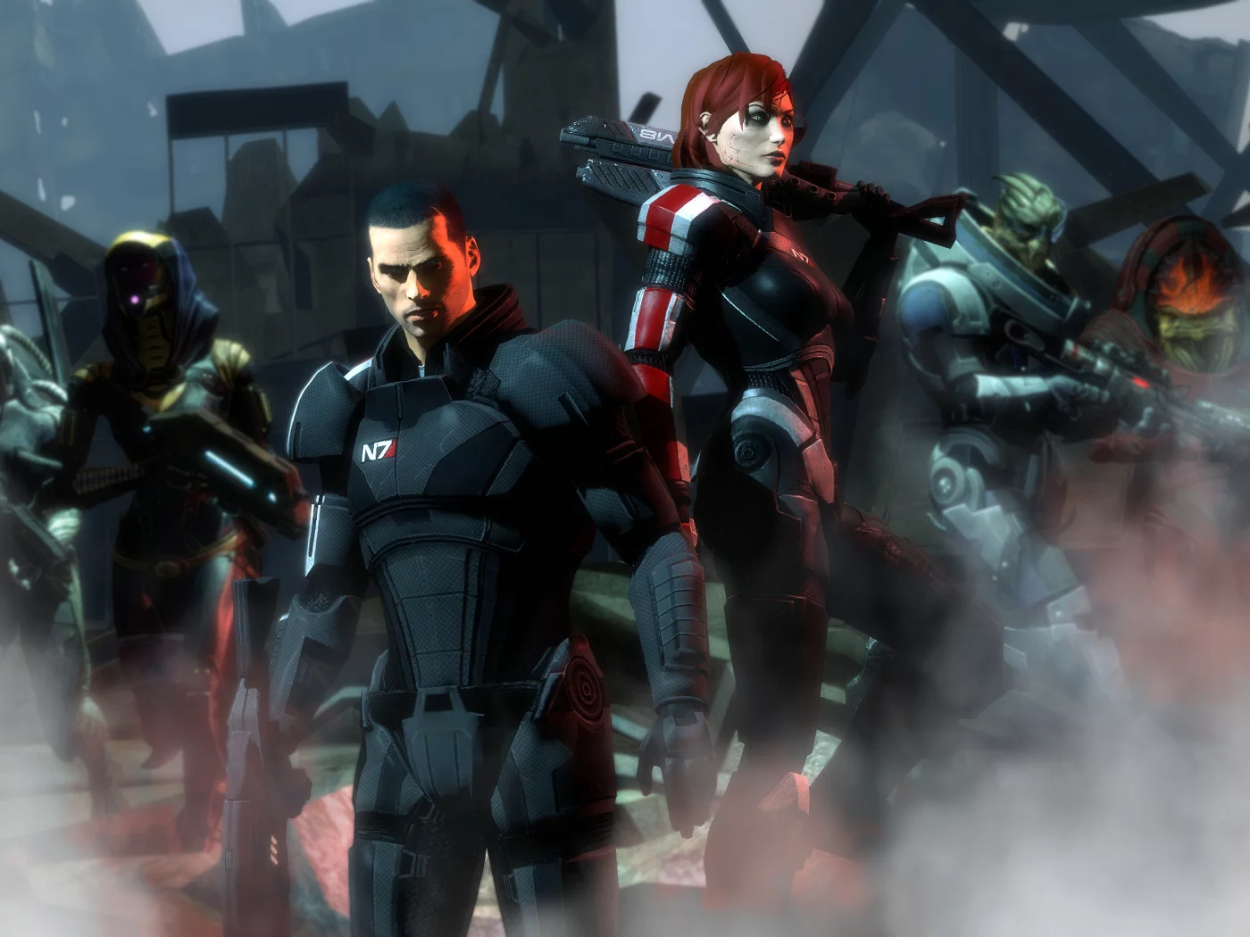legion, krogan, urdnot wrex, shepard, tali zorah, mass effect, garrus vakarian, turians, female