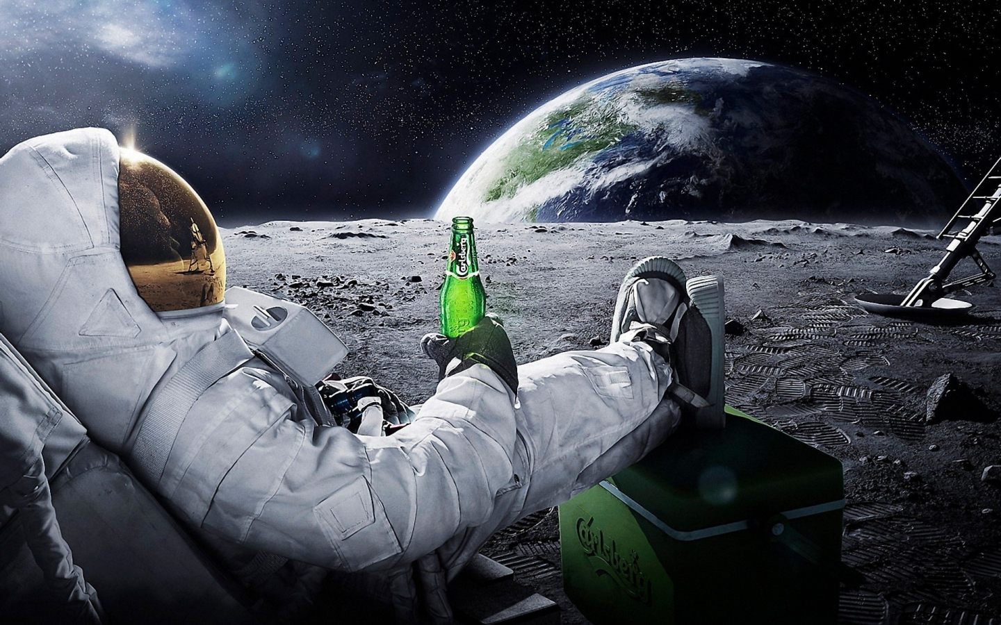 relax, space, moon, beer