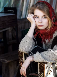 девушка, кофта, шаль