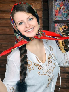 девушка, косынка, косы