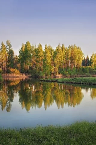 вечер, река, осень