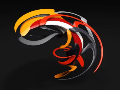 объем, линия, 3d, полоса, изгиб, цвет, абстракция
