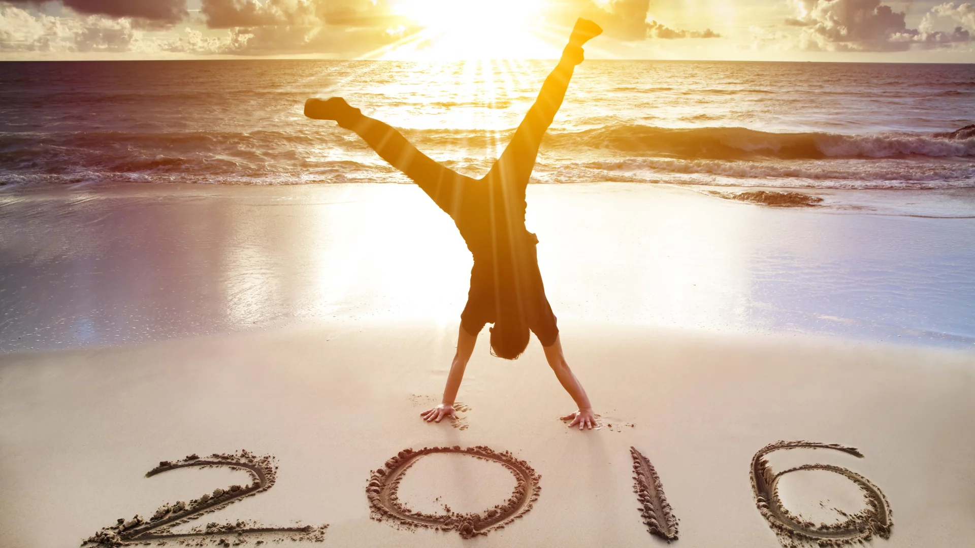 2016, новый год, новогодние обои, надпись на песке, теллые края