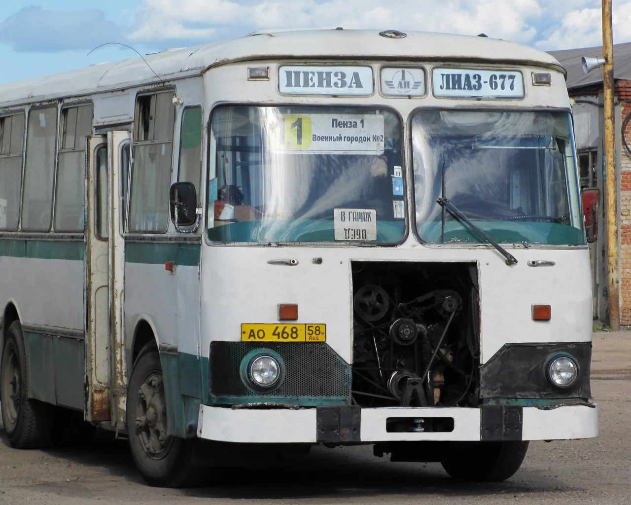 автобус, лиаз, пенза, асфальт, гараж