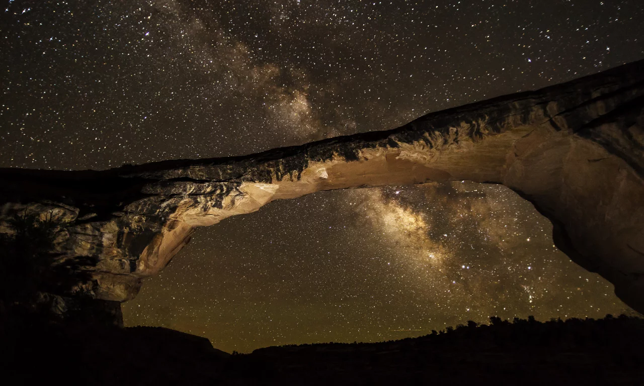 milky way, звезды, скала, ночь, млечный путь, галактика, арка