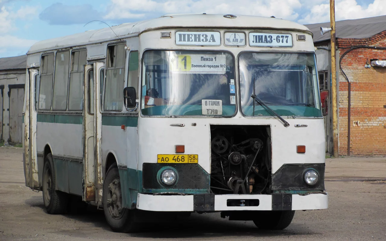 автобус, лиаз, пенза, асфальт, гараж