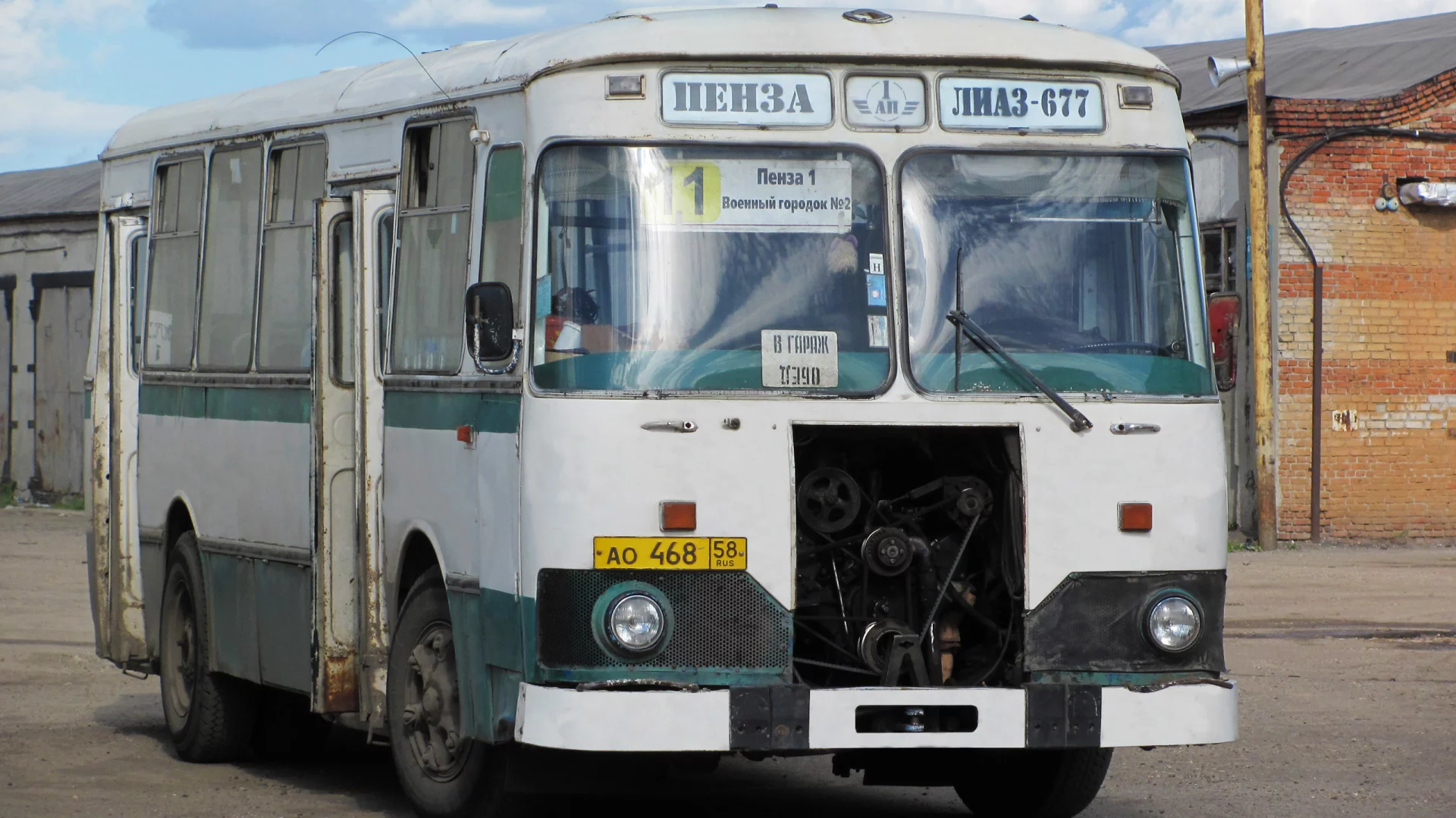автобус, лиаз, пенза, асфальт, гараж