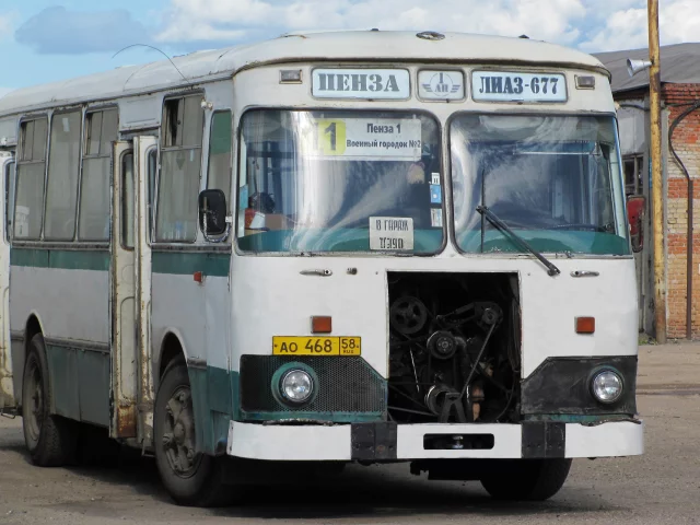 автобус, лиаз, пенза, асфальт, гараж