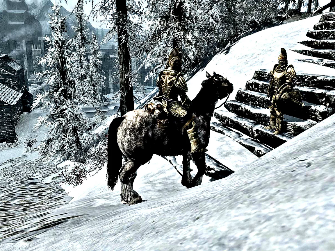 skyrim, лошадь, всадник, рыцарь, доспехи